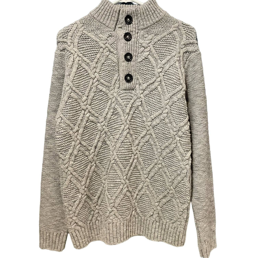 Immagini Mens Wool Blend Sweater Size M Gray Italy Cable Knit Pullover NWT